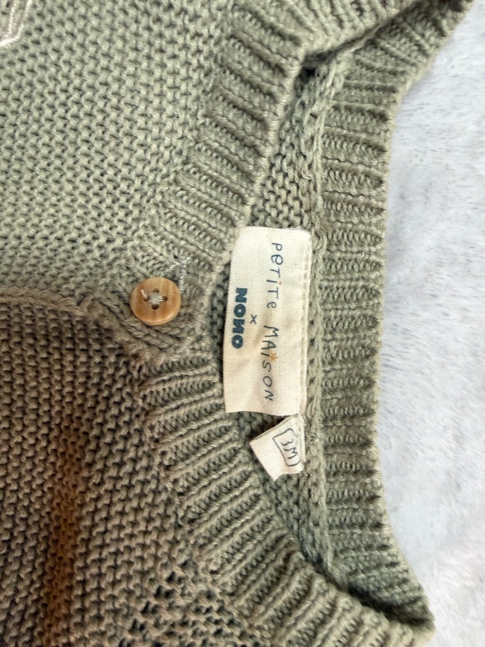 Petite maison x NONO Kids Knit Cardigan Sweater in Sage Green - Picture 2 of 5